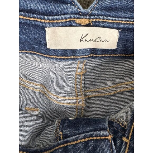 KanCan Womens Button-Fly Jeans High-Rise Distressed Hem Size 15/31 Blue - Picture 3 of 13